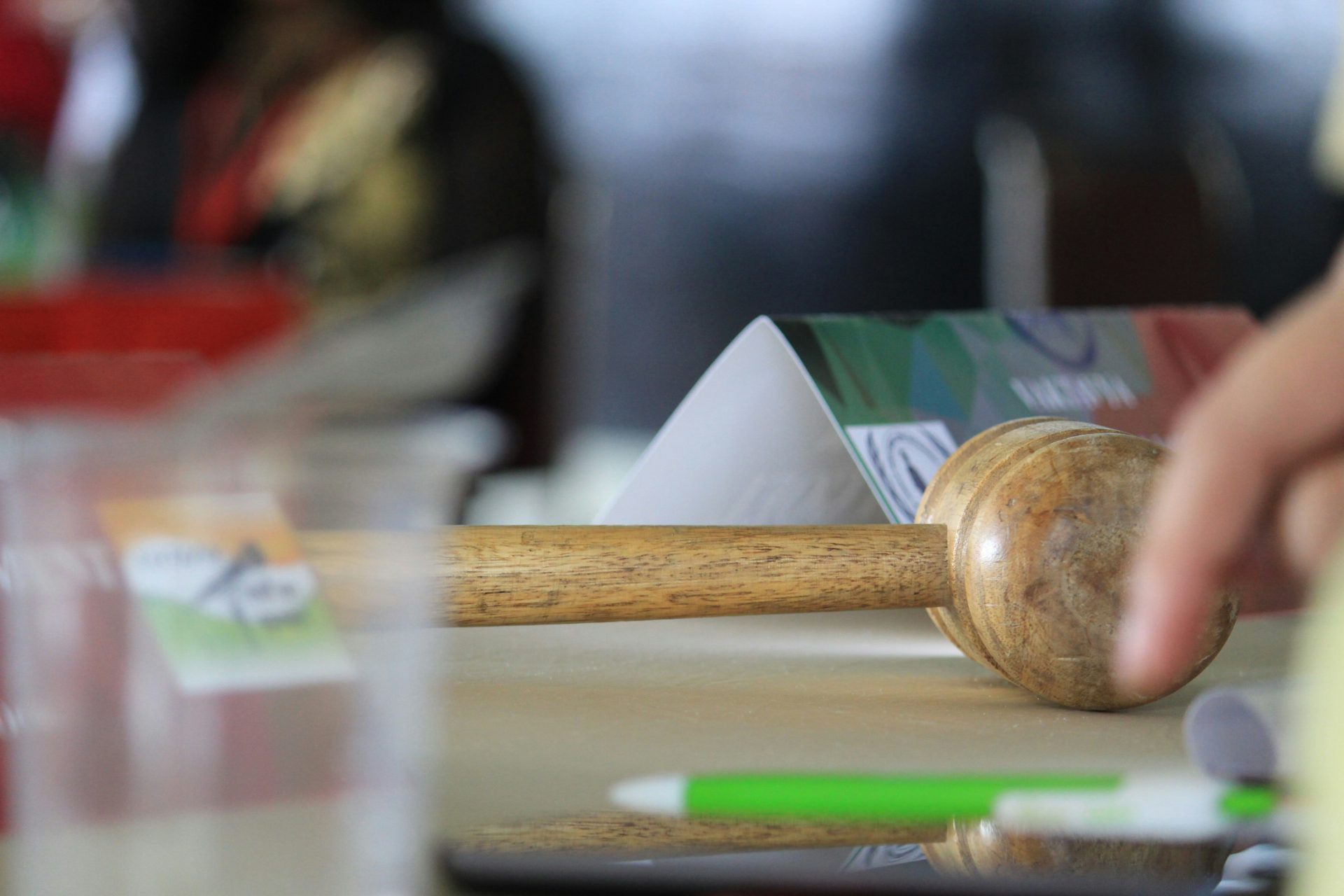 Wooden gavel on a table

